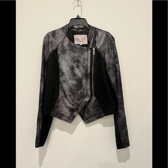 Rachael Ray stretch faux suede flowy Tie dye asymmetrical zip blazer - Picture 1 of 4